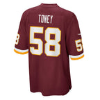 Choea W.Commanders #58 Shaka Toney Burgundy Game Jersey