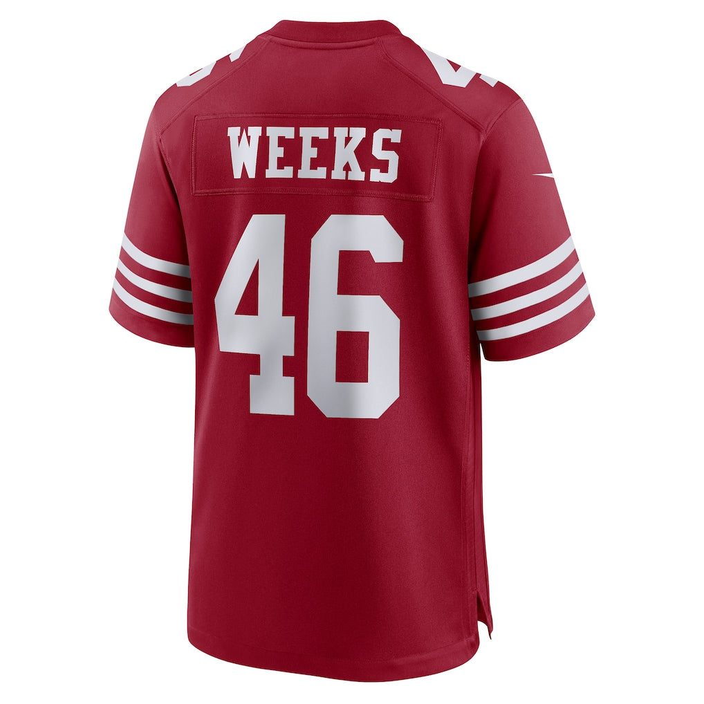 Choea SF.49ers #46 Jon Weeks Scarlet Team Game Jersey