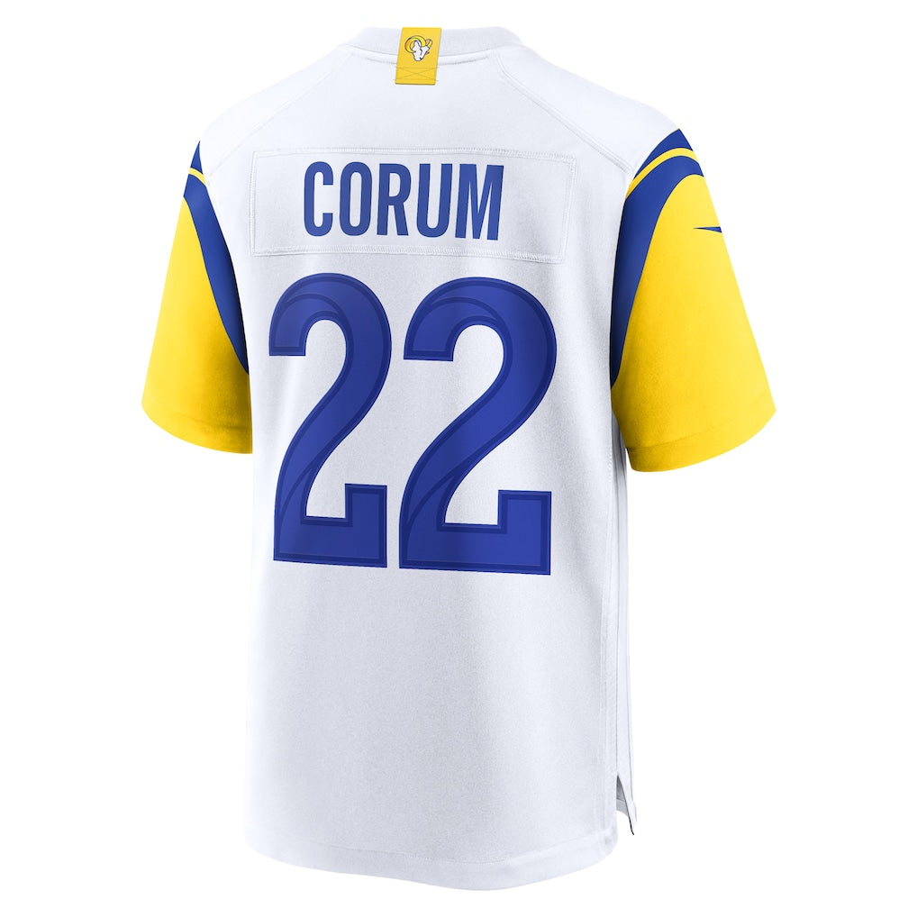 Choea LA.Rams #22 Blake Corum White Game Jersey