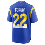 Choea LA.Rams #22 Blake Corum Royal Player Game Jersey