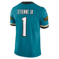 Choea J.Jaguars #1 Travis Etienne Jr Teal Prowler Throwback Vapor F.U.S.E. Limited Jersey