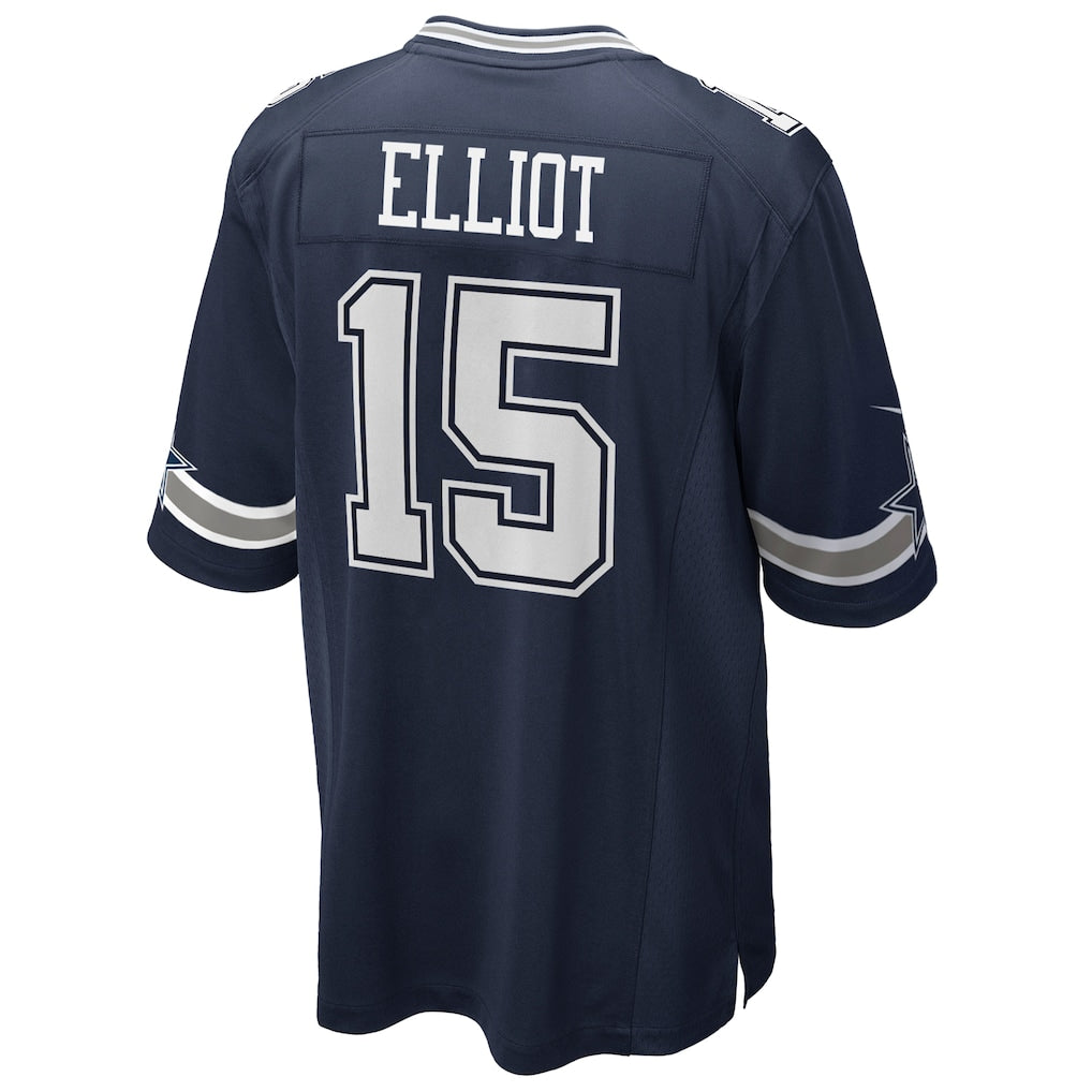 Choea D.Cowboys #15 Ezekiel Elliott Navy Team Game Jersey