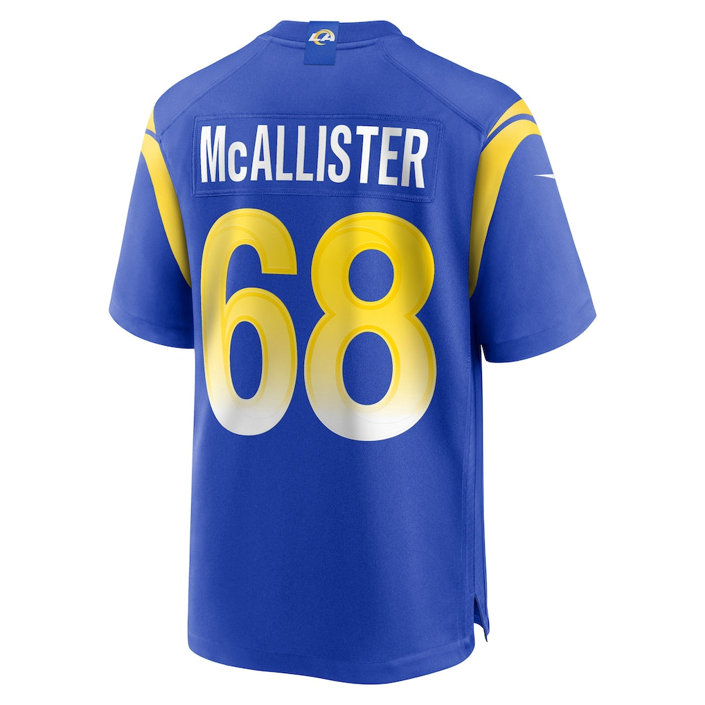 Choea LA.Rams #68 Mike McAllister Royal Home Game Jersey