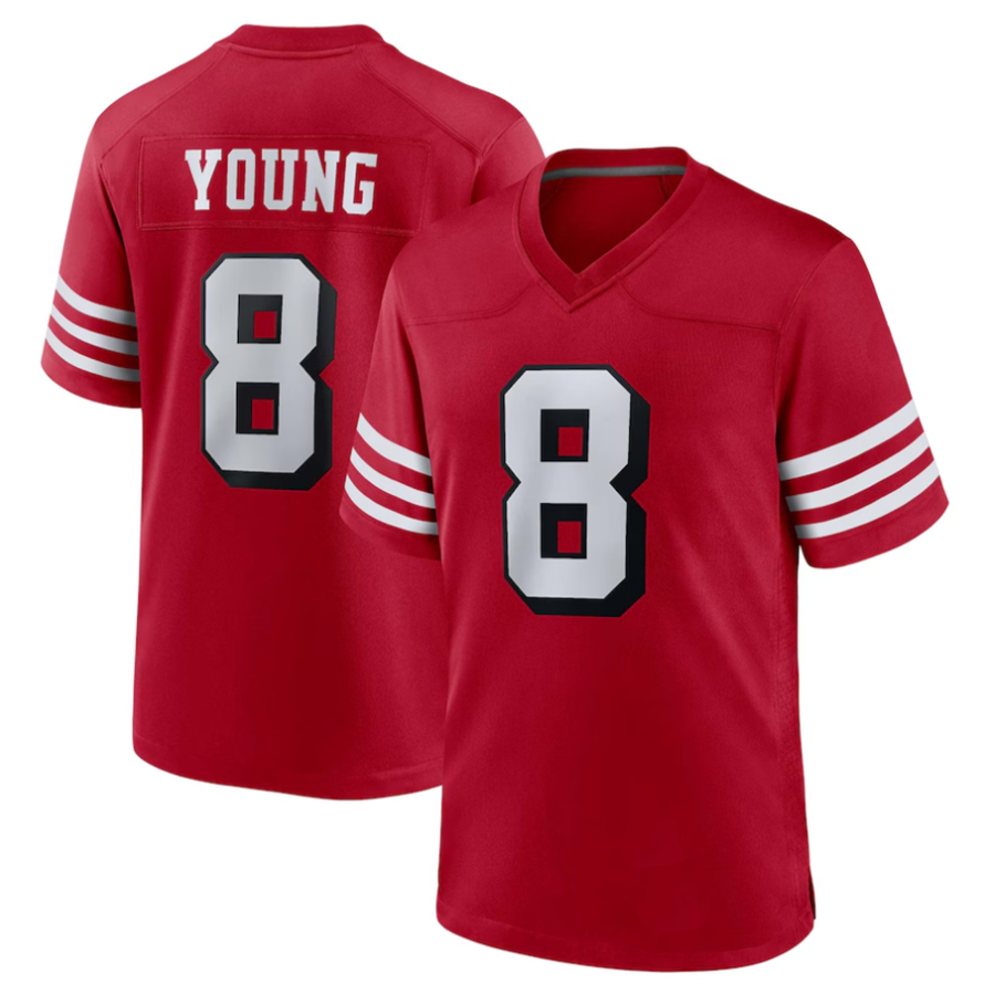Choea #8 Steve Young Player SF.49ers Scarlet Alternate Game Stitched Jerseys