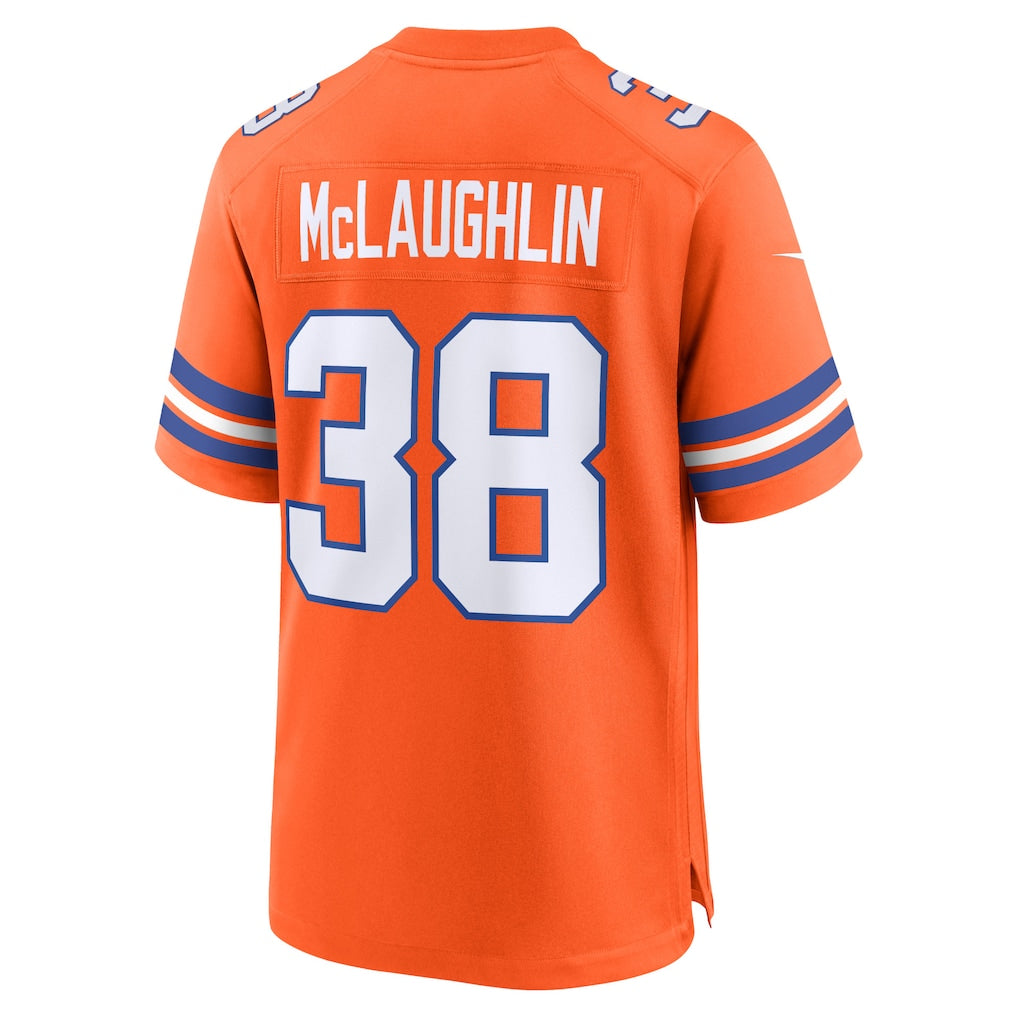 Choea D.Broncos #38 Jaleel McLaughlin Orange Mile High Collection 1977 Throwback Player Game Jersey