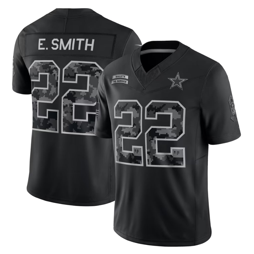 Choea D.Cowboys #22 Emmitt Smith Player Black Limited 2026 Salute to Service Home Game Stitched Jerseys