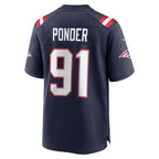 Choea NE.Patriots #91 Elijah Ponder Navy Team Game Jersey