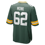 Choea GB.Packers #62 Jacob Monk Green Game Jersey