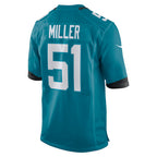 Choea J.Jaguars #51 Ventrell Miller Teal Game Jersey