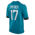 Choea J.Jaguars #17 Tim Patrick Teal Team Game Jersey