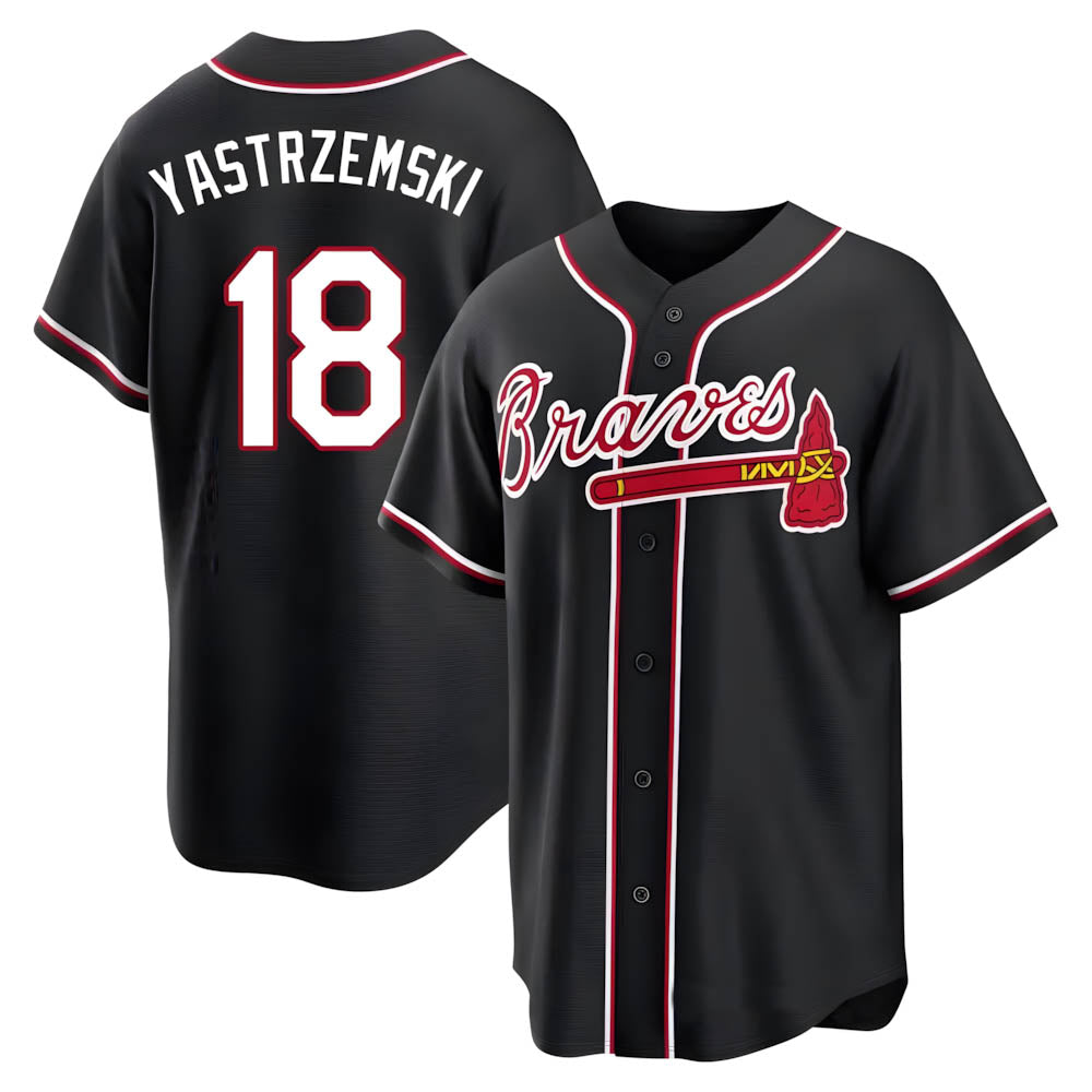 Choea A.Braves #18 Mike Yastrzemski player Black Replica Fashion Out Stitched Jerseys