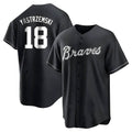 Choea A.Braves #18 Mike Yastrzemski player Black&White Replica Stitched Jerseys