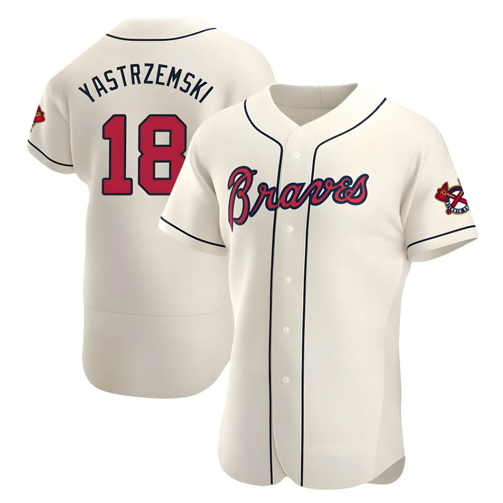 Choea A.Braves #18 Mike Yastrzemski player Cream Authentic Alternate Stitched Jerseys