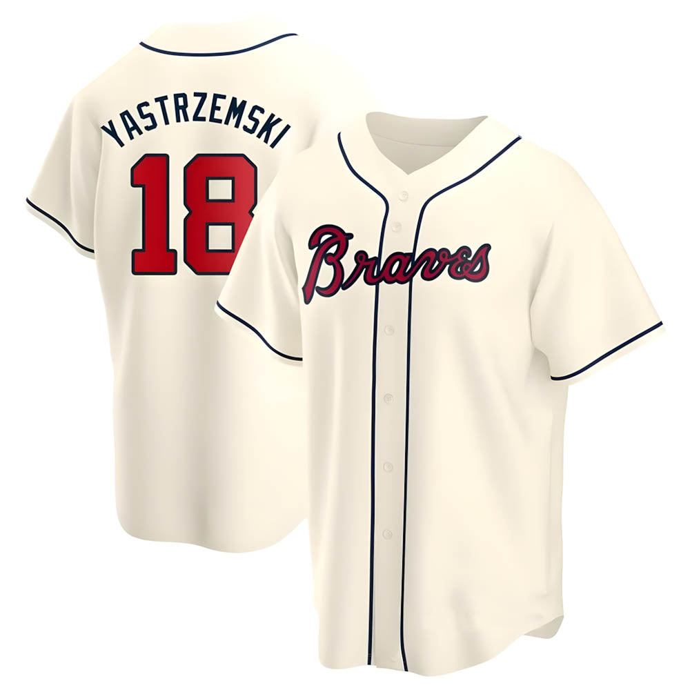 Choea A.Braves #18 Mike Yastrzemski player Cream Replica Alternate Stitched Jerseys