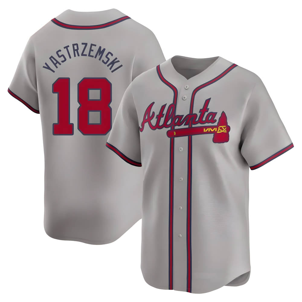 Choea A.Braves #18 Mike Yastrzemski player Gray Limited Away Stitched Jerseys