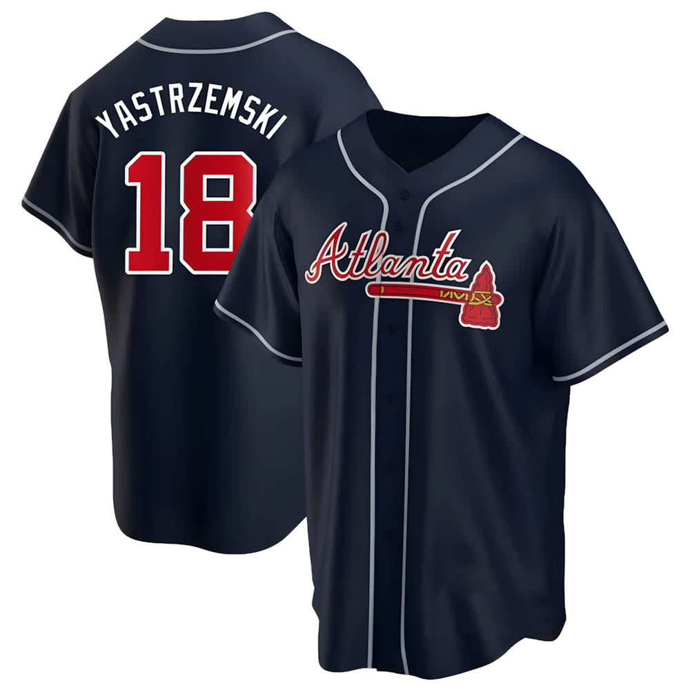 Choea A.Braves #18 Mike Yastrzemski player Navy Replica Alternate Stitched Jerseys
