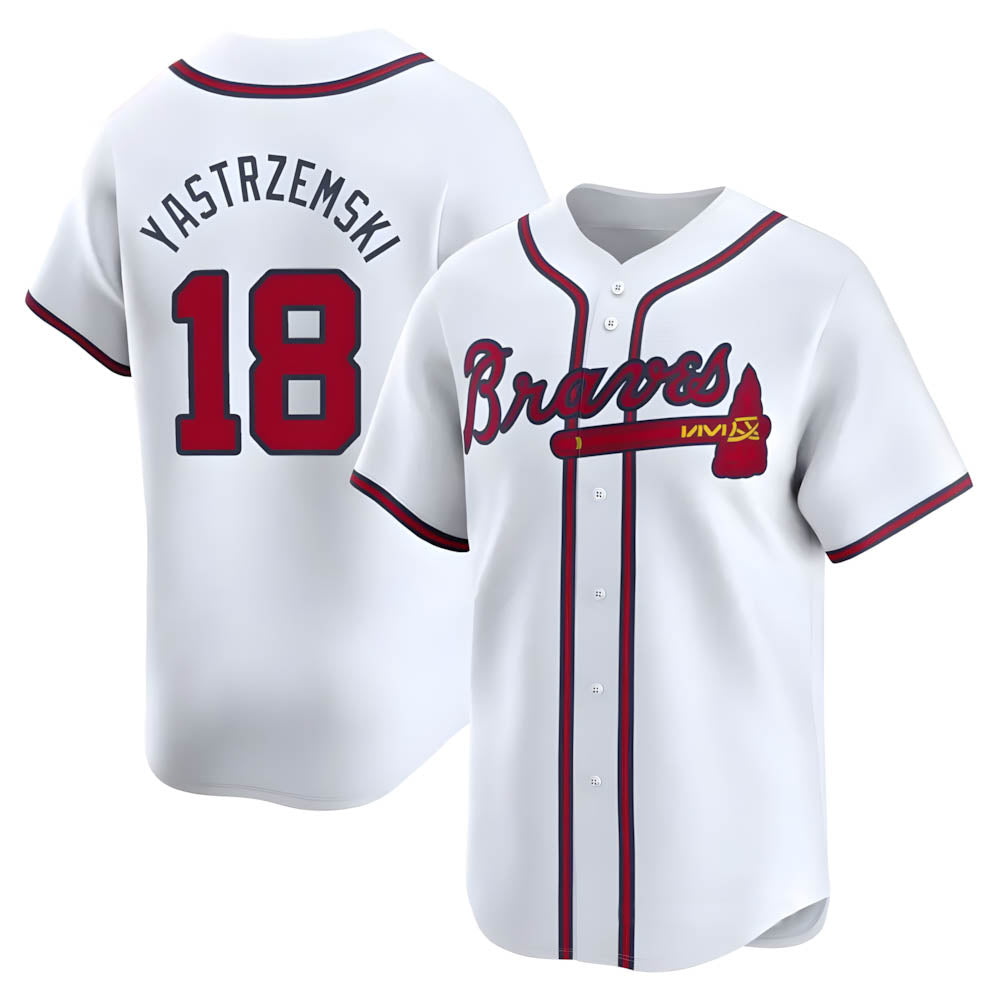 Choea A.Braves #18 Mike Yastrzemski player White Limited Home Stitched Jerseys