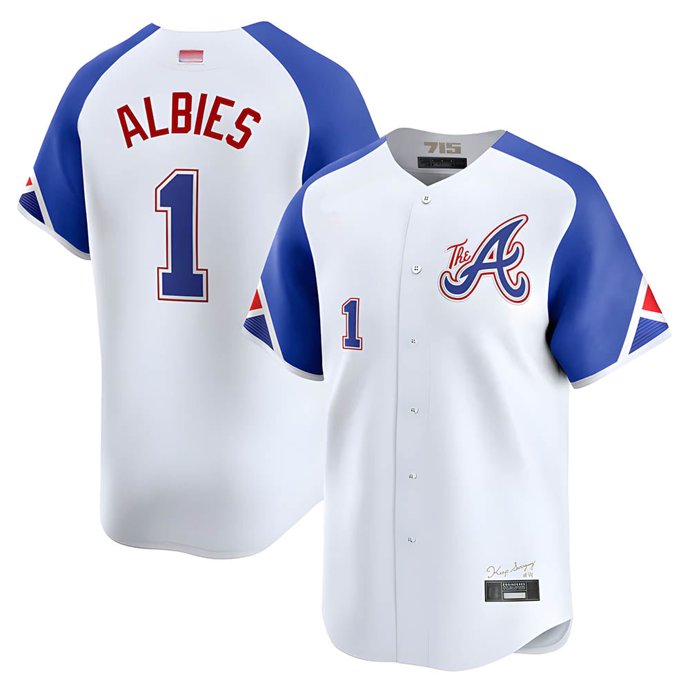 Choea A.Braves #1 Ozzie Albies Player Blue City Connect Stitched Jerseys