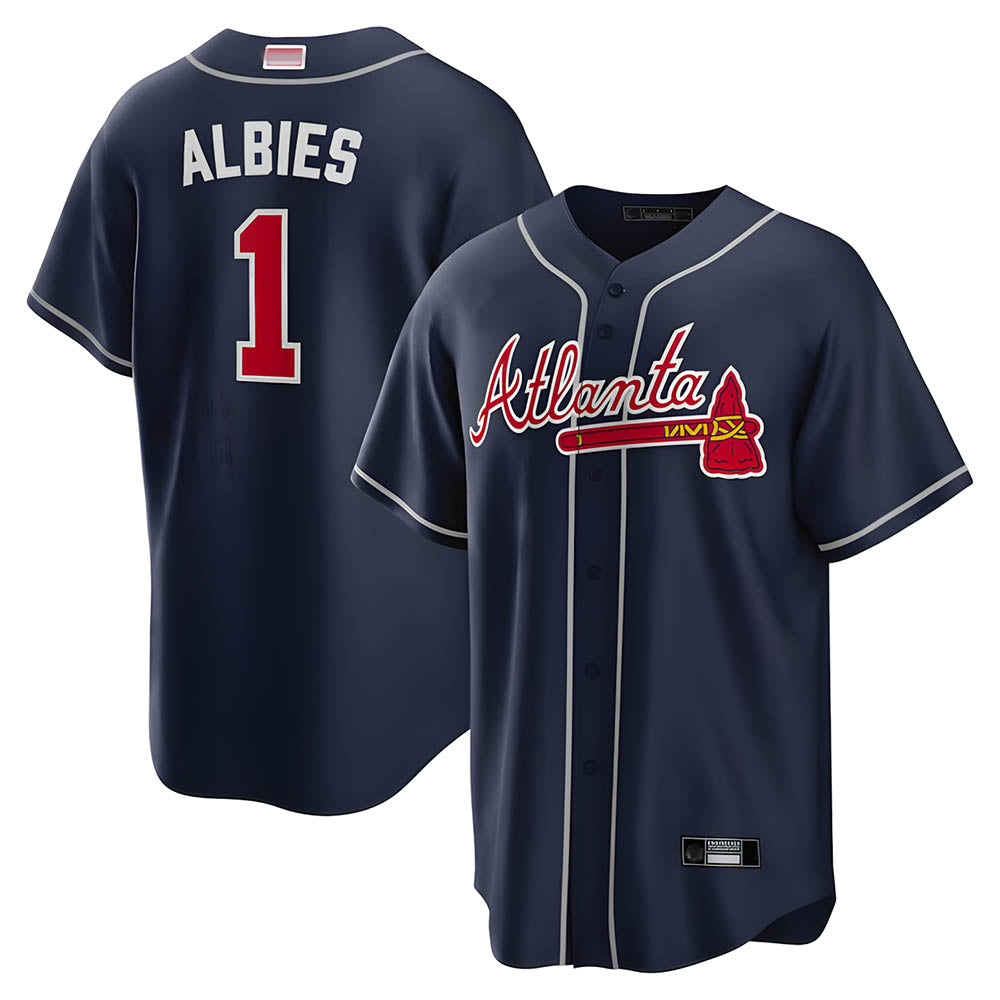 Choea A.Braves #1 Ozzie Albies Player Navy Alternate Stitched Jerseys