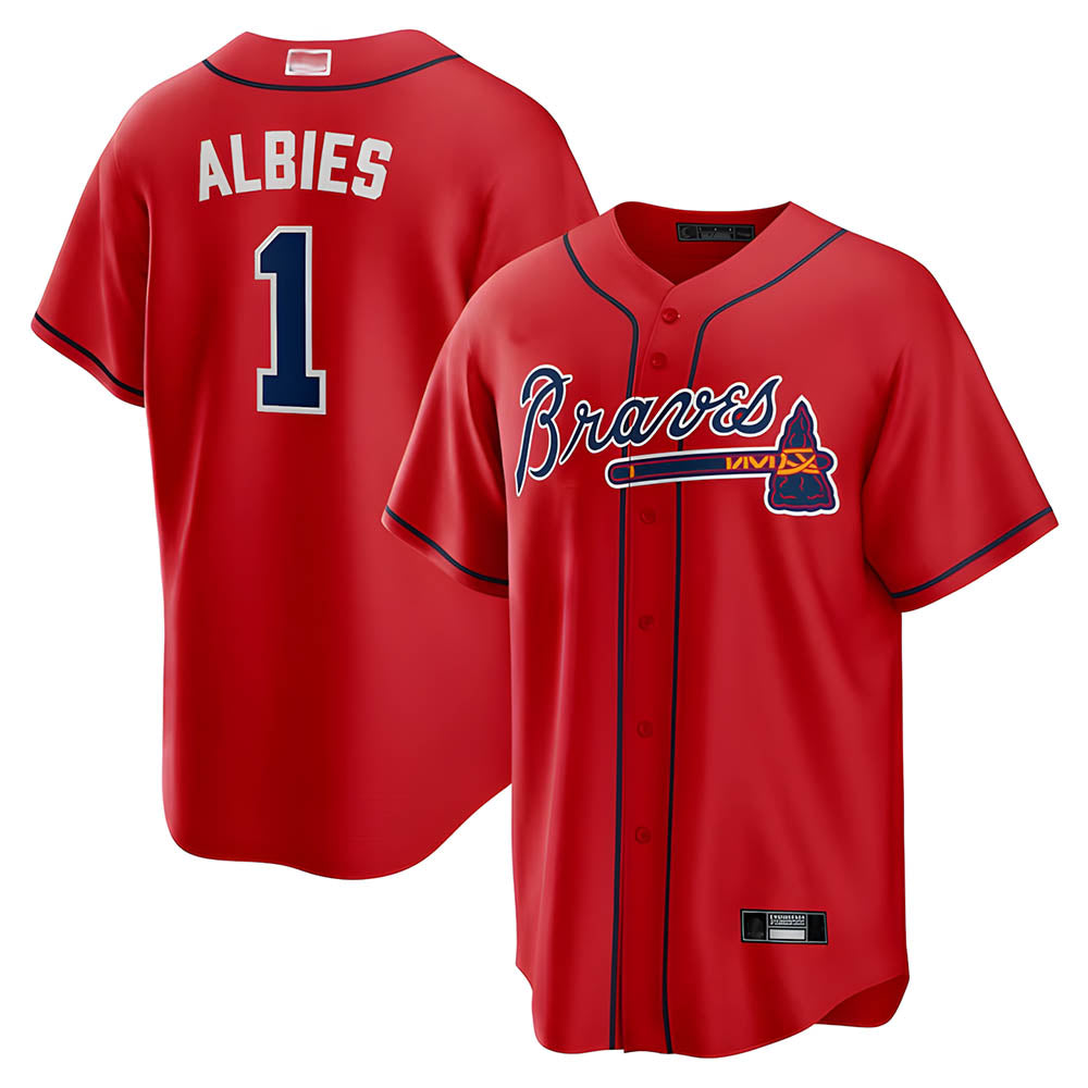 Choea A.Braves #1 Ozzie Albies Player Red Alternate Stitched Jerseys