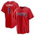 Choea A.Braves #1 Ozzie Albies Player Red Alternate Stitched Jerseys
