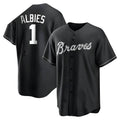 Choea A.Braves #1 Ozzie Albies Player Black&White Replica Stitched Jerseys
