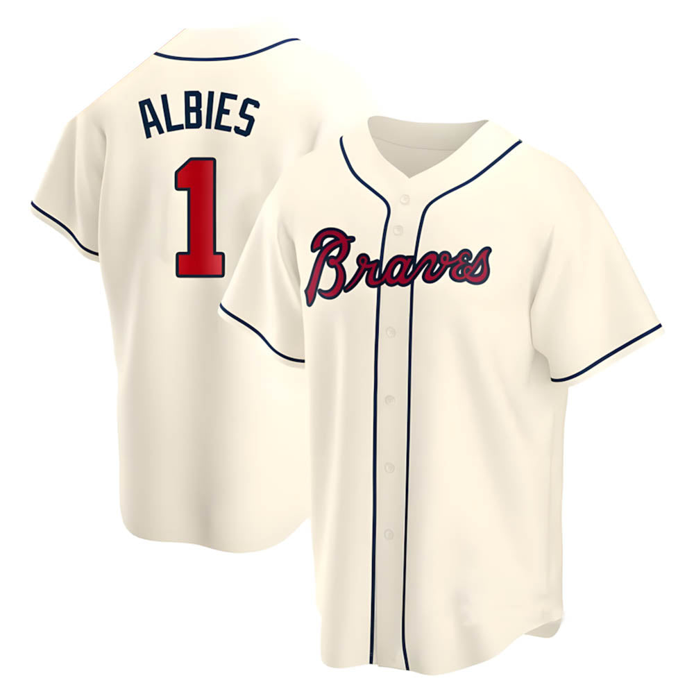 Choea A.Braves #1 Ozzie Albies Player Cream Replica Alternate Stitched Jerseys