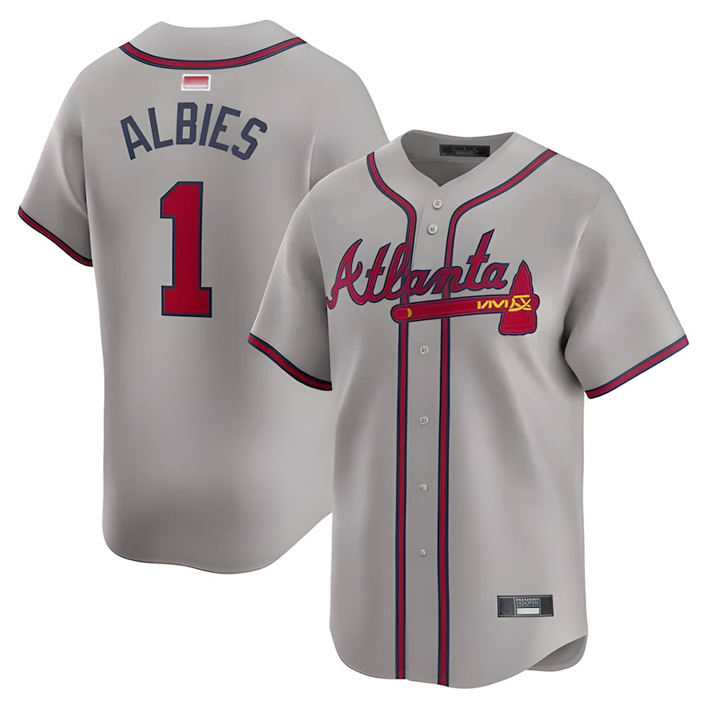 Choea A.Braves #1 Ozzie Albies Player Gray Vapor Premier City Connect Premium Stitched Jerseys