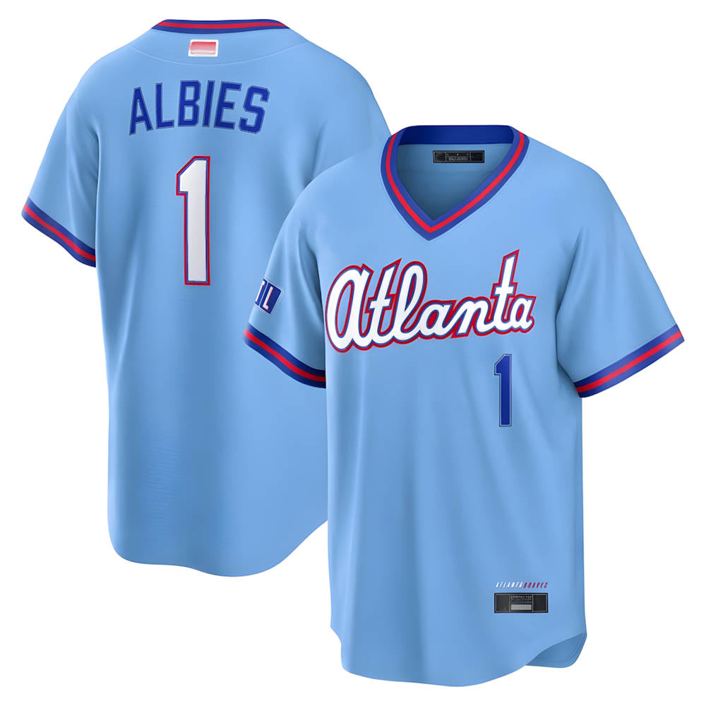 Choea A.Braves #1 Ozzie Albies Player Powder Blue 2026 City Connect T shirt Stitched Jerseys