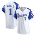 Choea A.Braves #1 Ozzie Albies Player White Limited Throwback Cooperstown Collection Stitched Jerseys