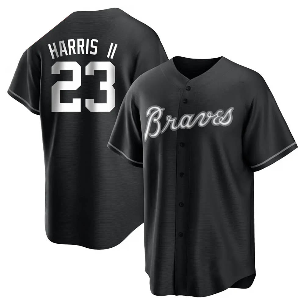 Choea A.Braves #23 Michael Harris II player Black&White Replica Stitched Jerseys