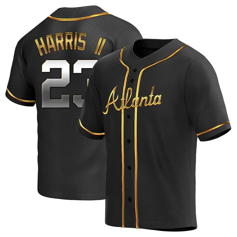 Choea A.Braves #23 Michael Harris II player Gold Replica Black en Alternate Stitched Jerseys