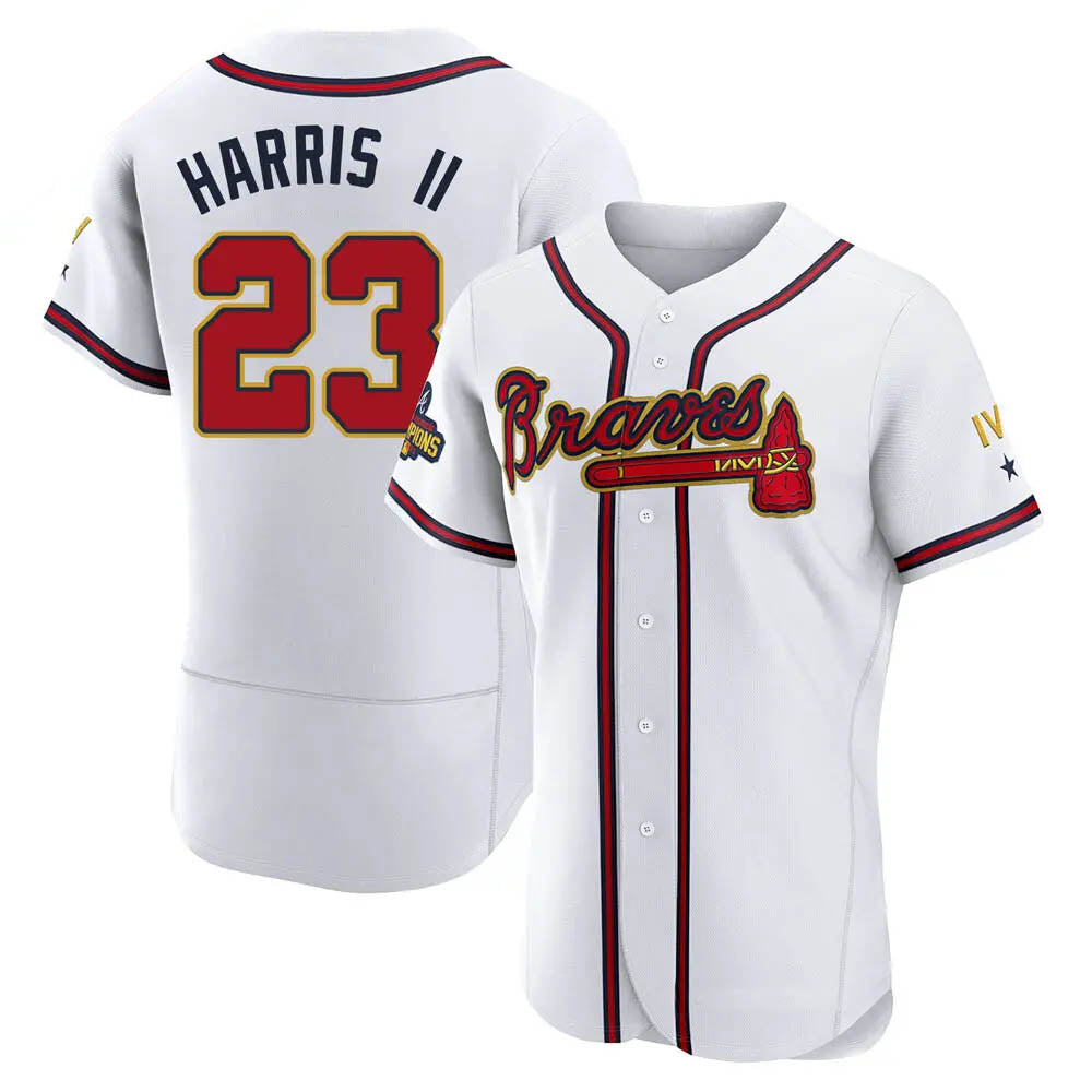 Choea A.Braves #23 Michael Harris II player White&Gold Authentic Program Stitched Jerseys