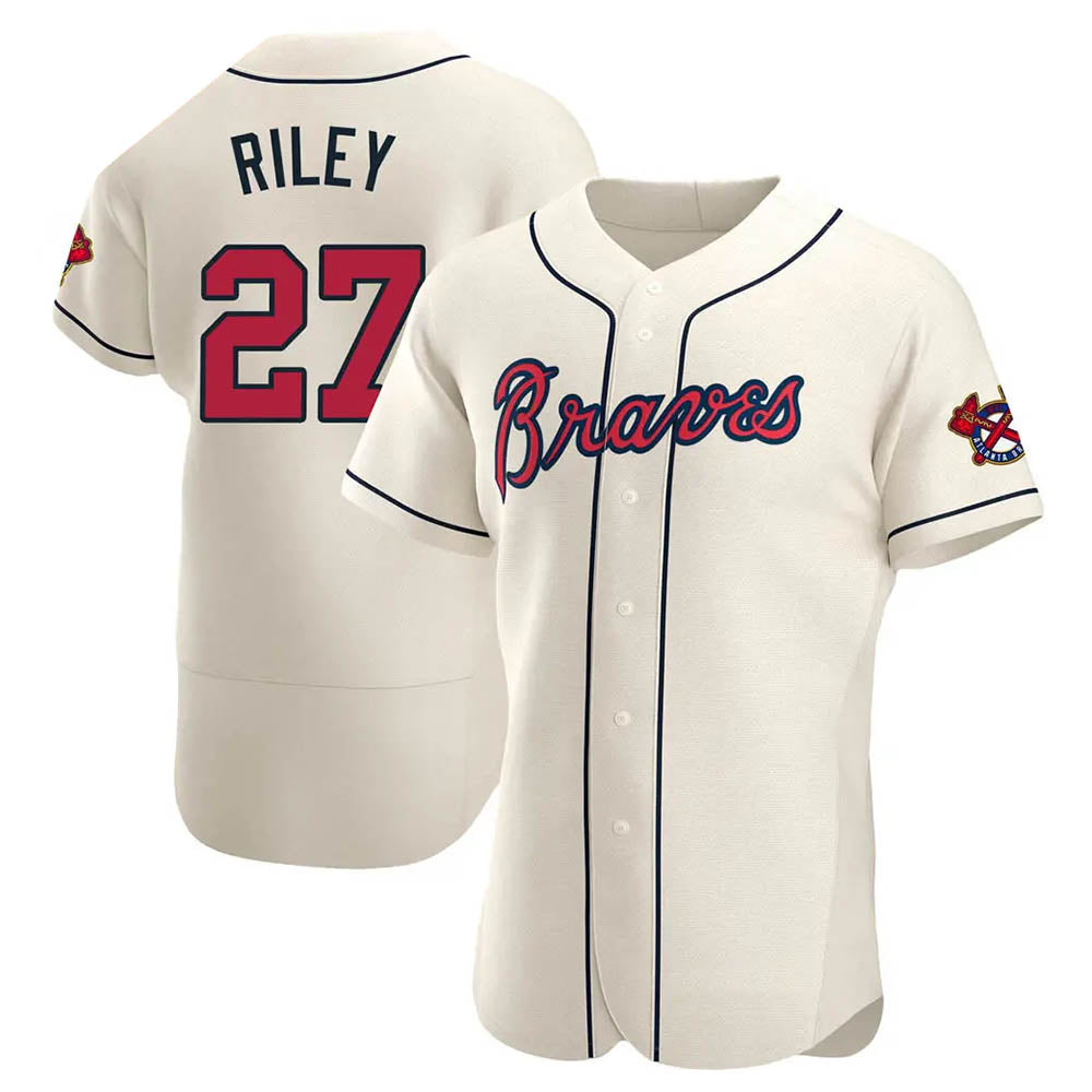 Choea A.Braves #27 Austin Riley Player Cream Authentic Alternate Stitched Jerseys