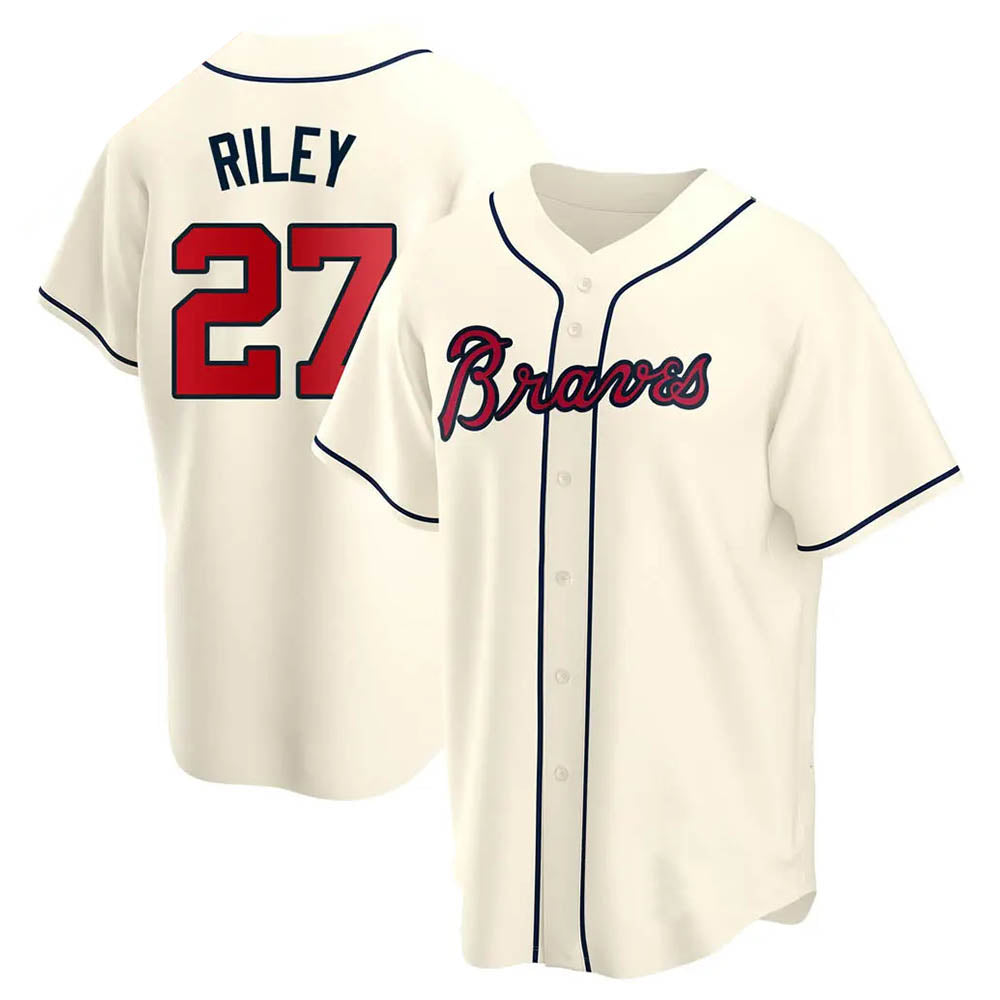Choea A.Braves #27 Austin Riley Player Cream Replica Alternate Stitched Jerseys