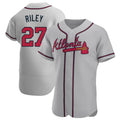 Choea A.Braves #27 Austin Riley Player Gray Authentic Road Stitched Jerseys