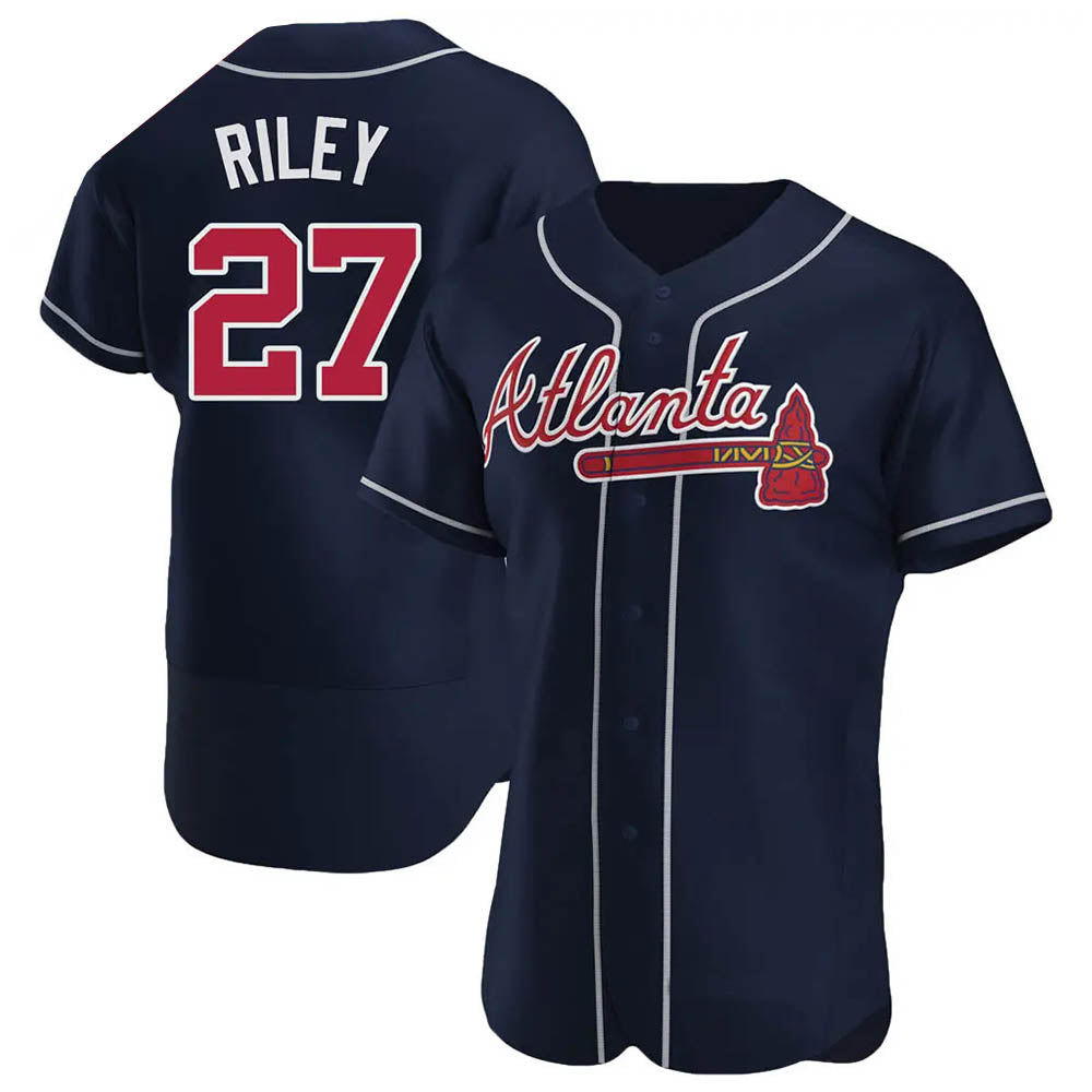 Choea A.Braves #27 Austin Riley Player Navy Authentic Alternate Stitched Jerseys