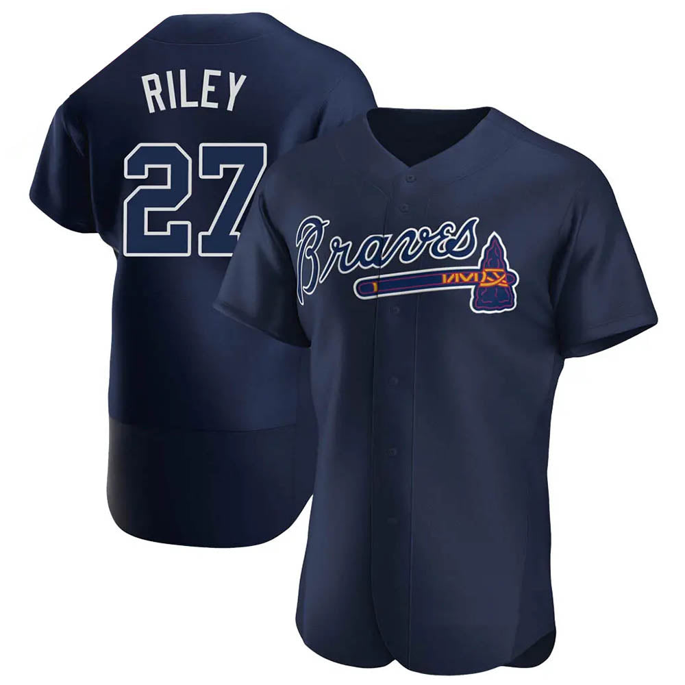 Choea A.Braves #27 Austin Riley Player Navy Authentic Alternate Team Stitched Jerseys