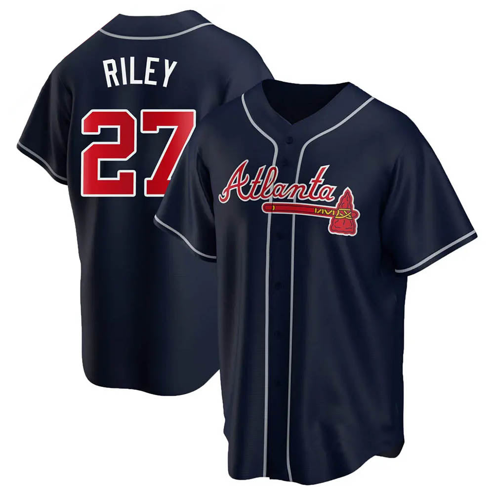 Choea A.Braves #27 Austin Riley Player Navy Replica Alternate Stitched Jerseys