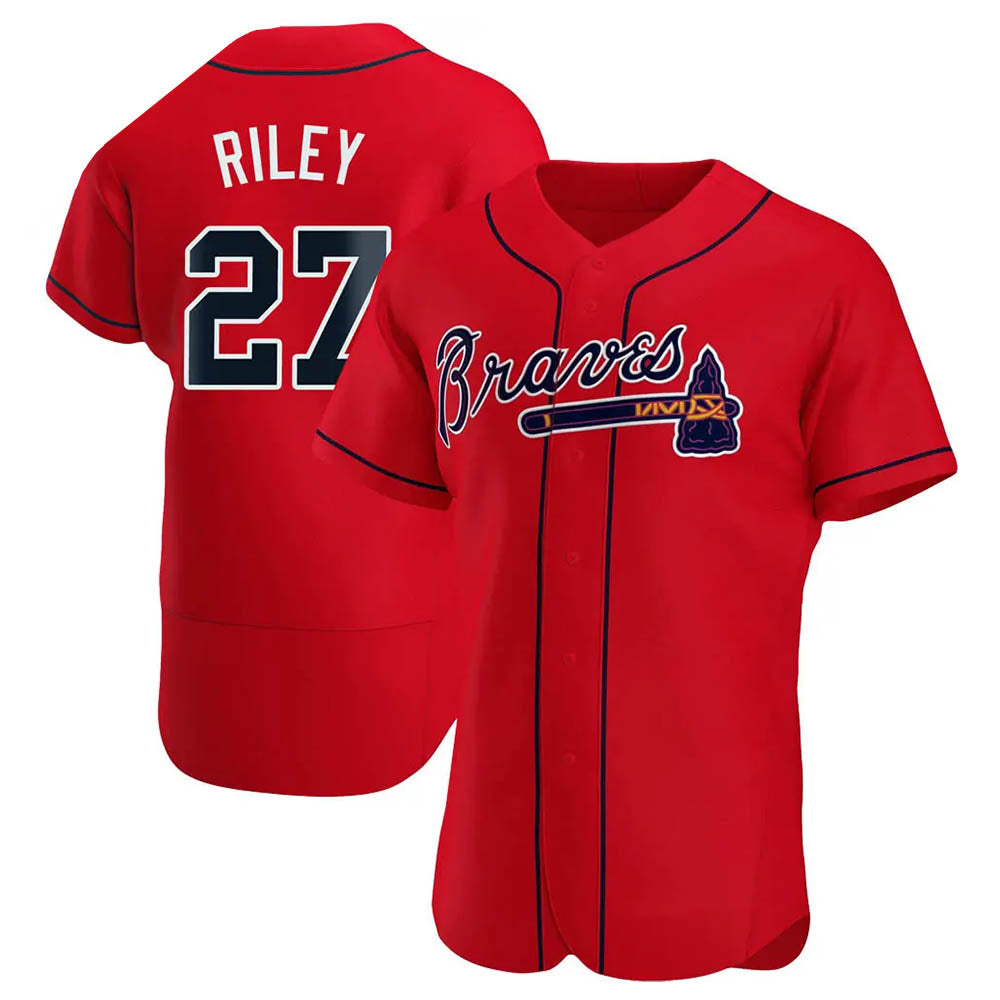 Choea A.Braves #27 Austin Riley Player Red Authentic Alternate Stitched Jerseys