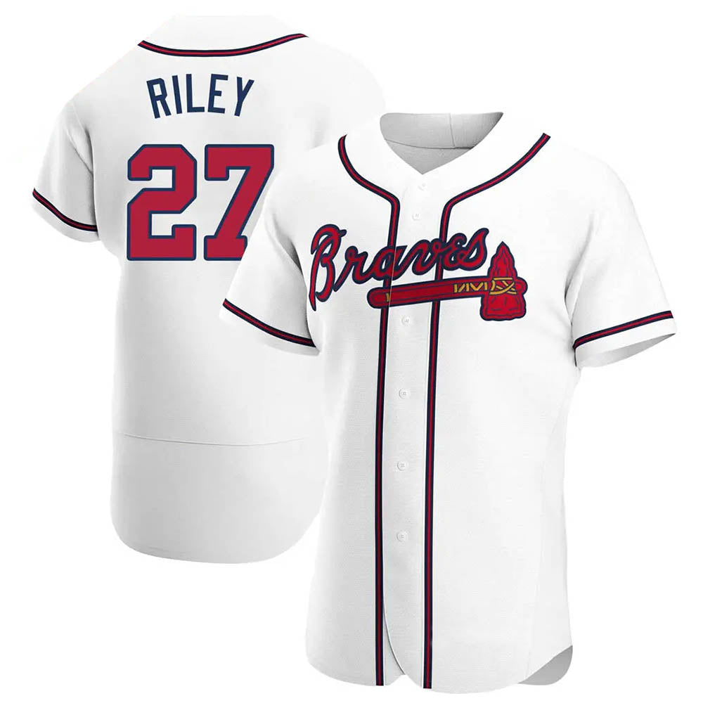 Choea A.Braves #27 Austin Riley Player White Authentic Home Stitched Jerseys