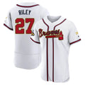 Choea A.Braves #27 Austin Riley Player White&Gold Authentic Program Stitched Jerseys