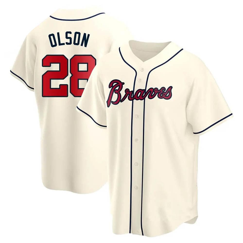 Choea A.Braves #28 Matt Olson Player Cream Replica Alternate Stitched Jerseys