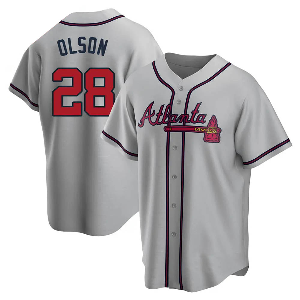 Choea A.Braves #28 Matt Olson Player Gray Replica Road Stitched Jerseys
