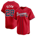Choea A.Braves #28 Matt Olson Player Red Limited Alternate Stitched Jerseys