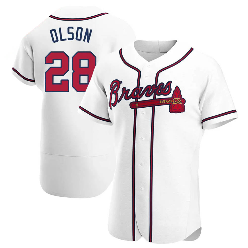 Choea A.Braves #28 Matt Olson Player White Authentic Home Stitched Jerseys