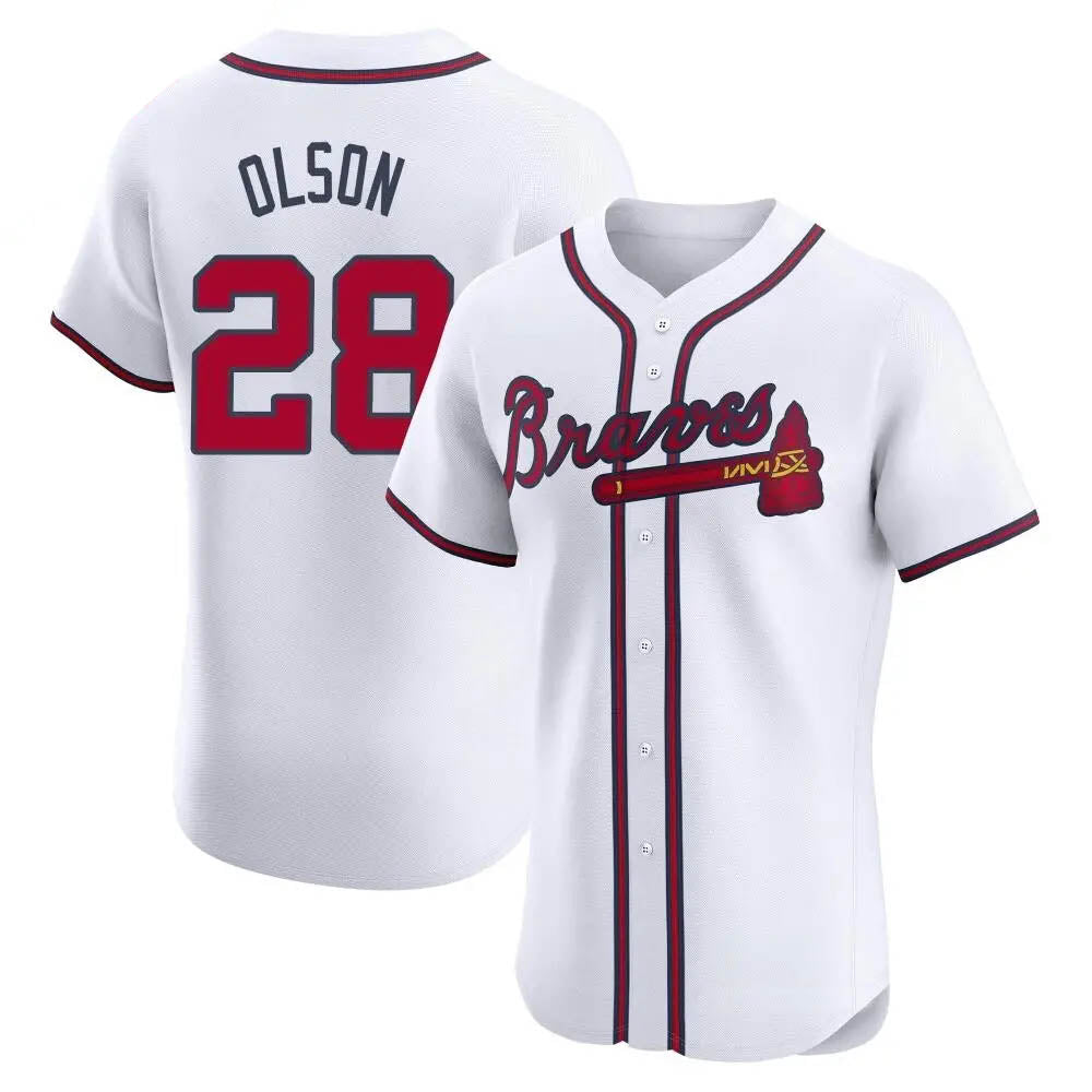 Choea A.Braves #28 Matt Olson Player White Elite Home Stitched Jerseys