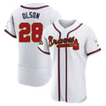 Choea A.Braves #28 Matt Olson Player White&Gold Authentic Program Stitched Jerseys