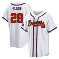 Choea A.Braves #28 Matt Olson Player White&Gold Replica Program Stitched Jerseys