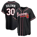 Choea A.Braves #30 Drake Baldwin player Black Replica Fashion Out Stitched Jerseys